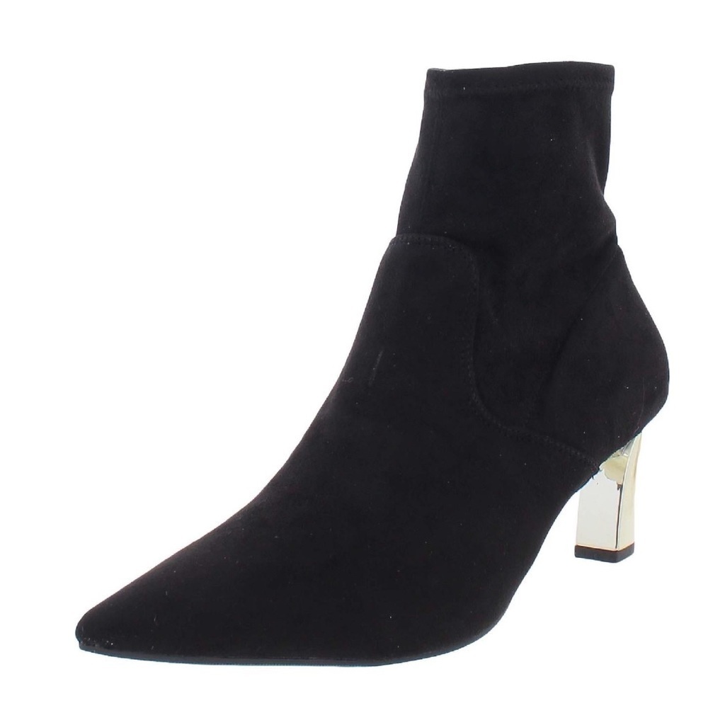 ALFANI Womens Black Heel Stretch Bambey Pointed Toe Sculpted Heel Bootie